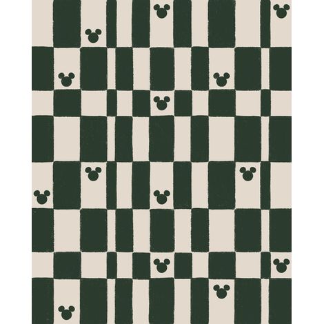 Papier peint panoramique - Disney Mickey Mouse Green Chess - Taille: 200 x 250 cm