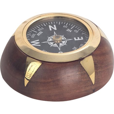 Signes Grimalt Náutico Decoracion Brujula Con Base De Madera Nautico Dorado 8x8x3cm 30148