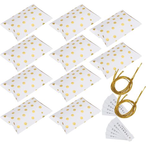 10Pcs Packing Box DIY Candy Cookies Small Gift Paper Case for Weddings Birthdays PartiesGolden Dots (1/5)