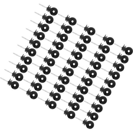 Lot de 50 isolateurs annulaires à visser noirs pour clôture électrique, adaptés aux poteaux en bois (1/5)