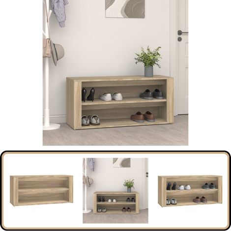 Schuhregal Sonoma-Eiche 100x35x45 cm Holzwerkstoff - Schuhregal - Schuhschrank - Holzwerkstoff Möbel - Garderobe - Wohnzimmer Deko (1/5)