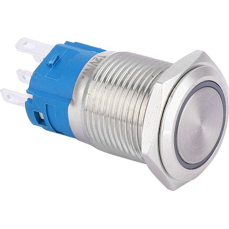 16-mm-Metall-Drucktaster mit LED, automatischer Rückstellung, 1Ö 1Ö, für Kfz-Umbauten (5V weißes Licht) (1/5)