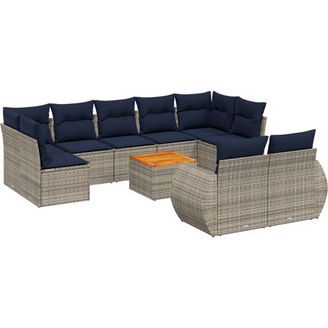 Maison Exclusive - 10-teiliges Gartensofa-Set mit Kissen, grau, P