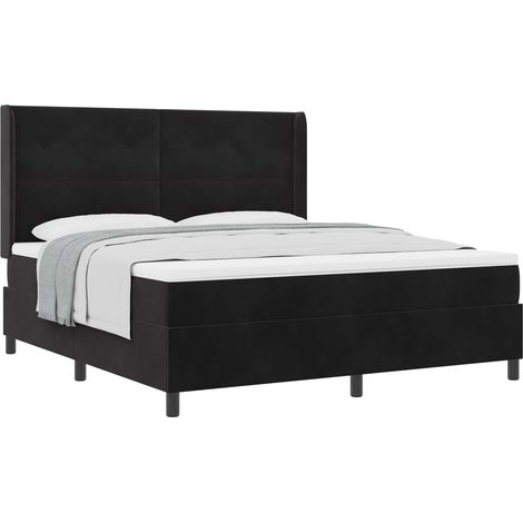 Maison Exclusive - Boxspringbett mit Kopfteil Schwarz 180 x 200 c (1/5)