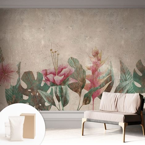 Tapete Vliestapete mit Kleber - Wanddekoration - Wandfolie - 3D Tapete Wand - Wohnungsdeko Zarte Flora 312x219 cm (1/5)