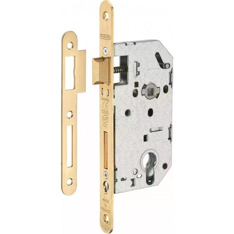 Thirard – Serrure encastrable monopoint 70mm – Coffre acier galvanisé – Têtère acier réversible – Pêne zingué – Mécanisme 2 tours (1/2)