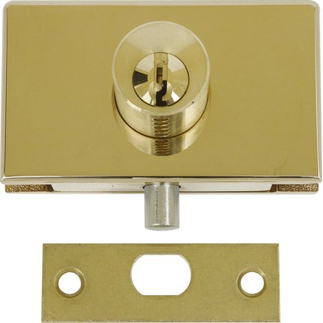 Serrure de vitrine Stremler ASSA ABLOY modèle 30018977 Doré pêne rond pour verre 6-8 mm (1/2)