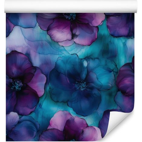 Carta da parati Ink blu navy, blu, turchese e viola 50x1000 cm (1/5)