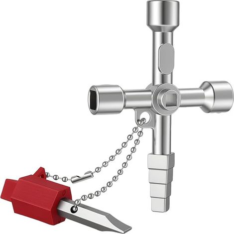 Clé cruciforme à 4 voies - Clé universelle - Clé carrée - armoires électriques, compteurs d'eau, radiateurs, compteurs de gaz, ingénierie et artisanat (1/5)