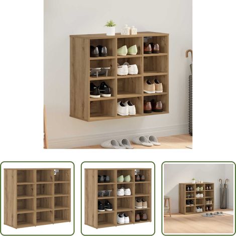 vidaXL Meuble de rangement - Cabinet à chaussures Chêne artisanal 77,5 x 30 x 67 cm (1/5)