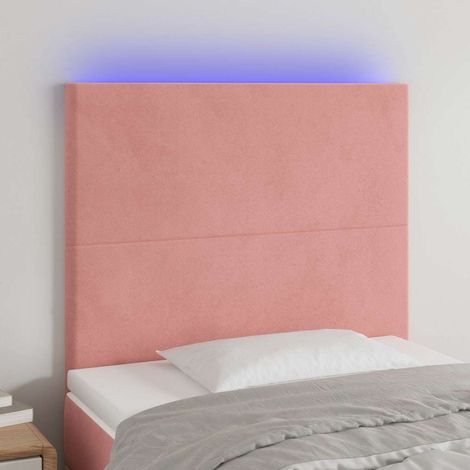 vidaXL Cabecero con luces LED terciopelo rosa 80x5x118/128 cm (1/5)