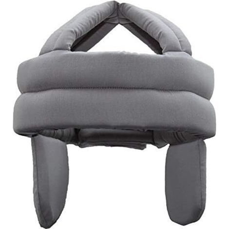 Casque de Protection pour Personnes Âgées Casque de Sécurité Anti-chute Chapeau de Protection de Tête Coton Respirant Chapeau Anti-collision Vieil Homme avec Protection Auditive,Taille Ajustable,Gris-