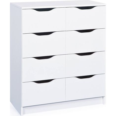 Cassettiera Dhom, 8 Cassetti, Apertura Scorrevole, 80x91x40h cm Bianco (1/3)