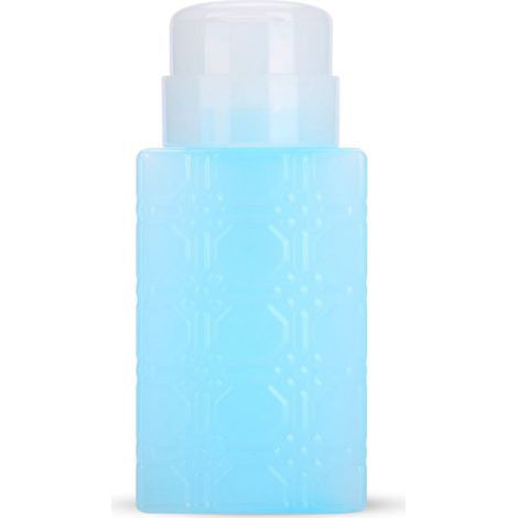 Flacon pompe rechargeable portable bleu pour vernis à ongles, dissolvant maquillage et lotion (1/5)
