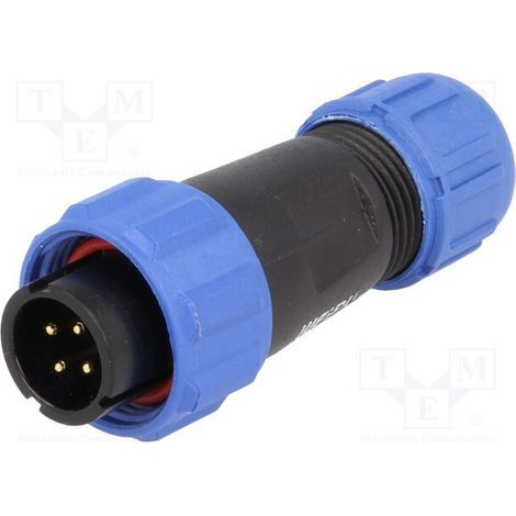 Connecteur mâle 4 broches Ip68 rond avec filetage externe Aerial Sp1310/p4