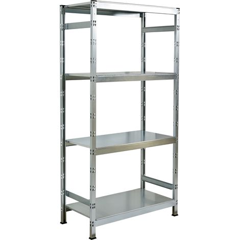 SCHULTE Regalwelt Rayonnage emboîtable professionnel avec 4 tablettes, capacité de charge par niveau 120 kg, 195x100x40 cm (HxLxP), galvanisé, rayonnage de stockage, rayonnage de cave, rayonnage d’ate