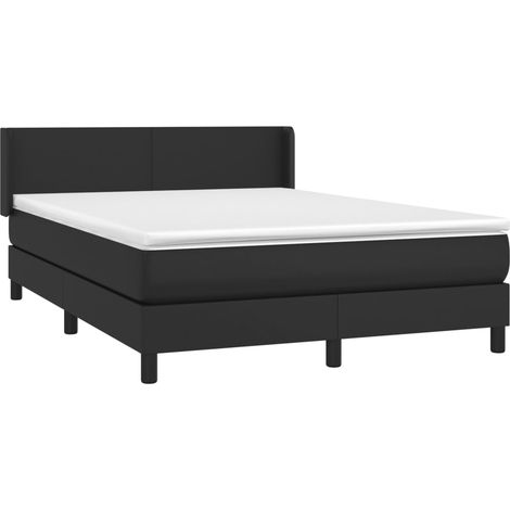 vidaXL Giroletto a Molle con Materasso Nero 140x190 cm in Similpelle (1/4)