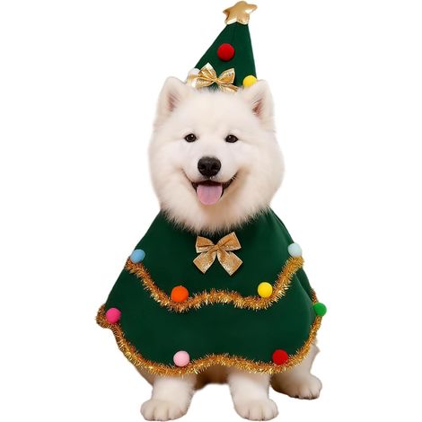 Costume de Noël pour chien, tenue sapin de Noël, séance photo pour les fêtes, chiens de petite, moyenne et grande taille, vert (1/5)