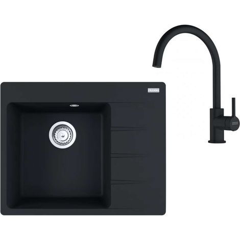 Franke Set - Set per cucina G270MČ, lavello in fragranite CNG 611-62 TL/2 e miscelatore FC 6018.901, nero opaco 114.0700.670