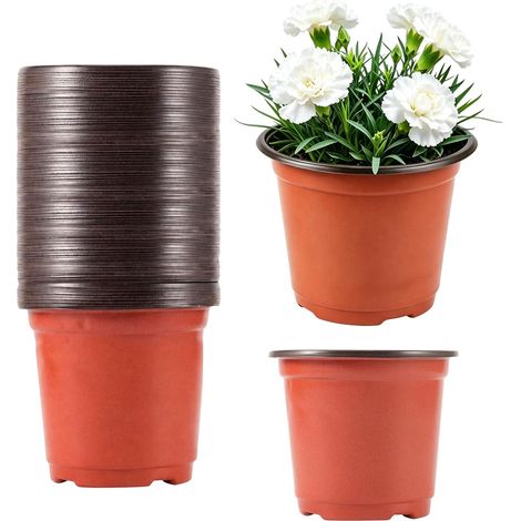 100 Pièces Pots en Plastique 10 cm, Pots de Pépinière avec Trous de Drainage, Design Léger, Construction Durable pour Boutures, Herbes, Fleurs, Plantes d’Intérieur (1/5)