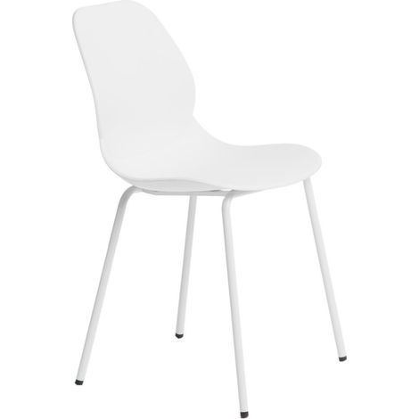 Chaise en plastique blanc Layer 4 pour cuisine et salle à manger, métal (1/5)