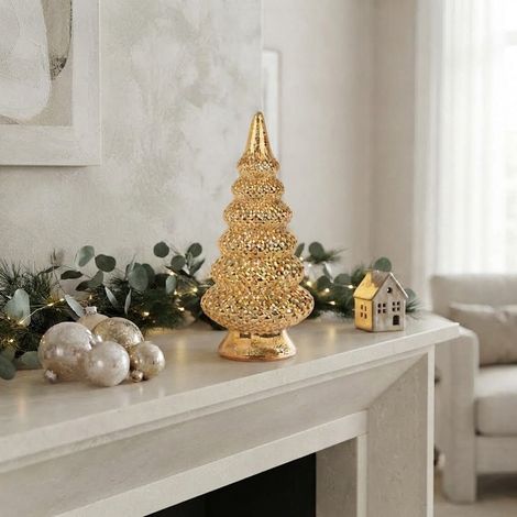 Alberello dorato in vetro per decorazioni natalizie da h 25,5 cm (1/5)
