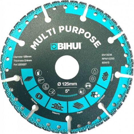 Disque  Professionnel diamanté Multi-matériaux BIHUI  125 mm (1/5)