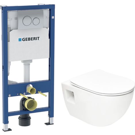 Duofix pack WC bâti-support + WC suspendu sans bride Swiss Aqua Technologies avec abattant SoftClose + plaque (GEBSTPRWR01-FR)