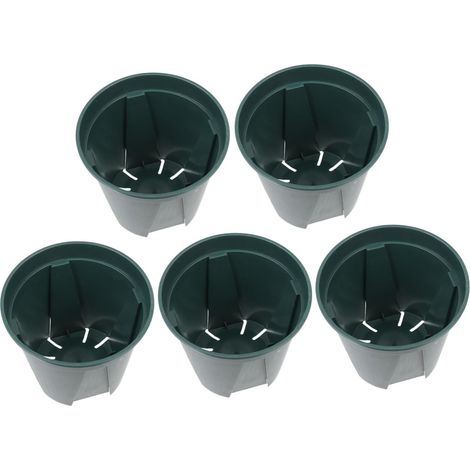 5 Pièces Pots de Fleurs Plastique des Racines Jardinières Rondes Respirantes pour Plantes Dintérieur et Extérieur Pots de Jardinage Durables et Ventilés Moyenne Verte (1/5)