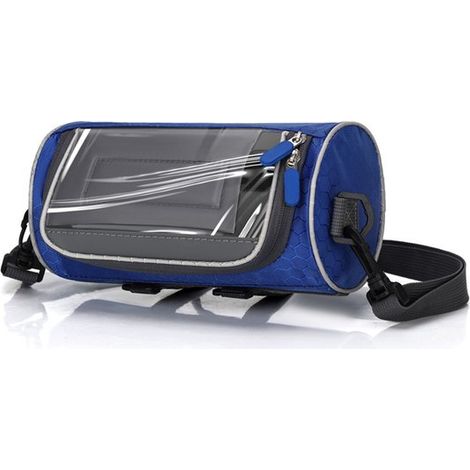 Borsa da manubrio impermeabile per biciclette, tasca frontale con scomparto portaoggetti, include touchscreen e cinghie di fissaggio, con chiusura in velcro, per bici da strada (1/5)