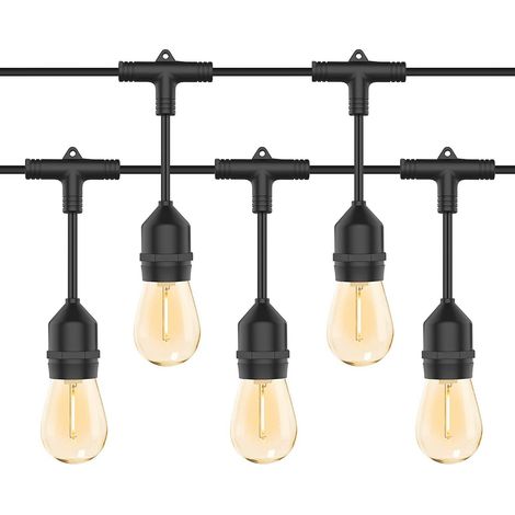 Guirlande Lumineuse LED 10m Chaudes Extérieures 10 Ampoules avec Panneau Solaire