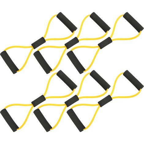 6-teiliges Zugseil-Set in Achterform für Fitness, Yoga und Training, TPE-Widerstandsbänder für Heimfitnessstudios, Gelb (1/5)