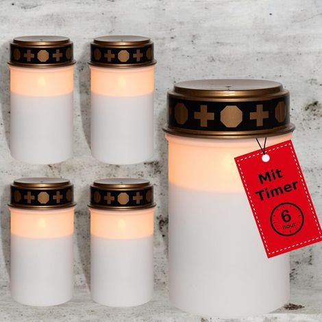 Lampe funéraire Novaliv LED sans batterie ni minuterie 6/18 5 pièces blanches longue durée lampes funéraires bougies LED extérieur bougie funéraire