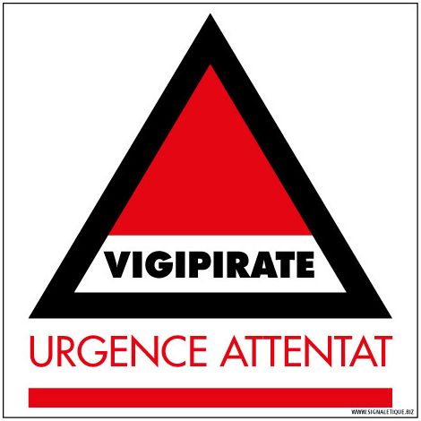 Panneau de signalisation Vigipirate - Urgence Attentat (VIGIPIRATE5) - Adhésif - 125 x 125 mm