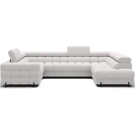 Sofá panorámico convertible FACTORY 3 plazas blanco – ángulo derecho con cofre (1/5)