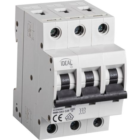 Kanlux KMB6 3Pole Miniature Circuit Breaker MCB 23148 for TH35 DIN Rail Overload & ShortCircuit Protection for Lighting Circuits, 2Year Warranty, EAN 5905339231482 (1/2)