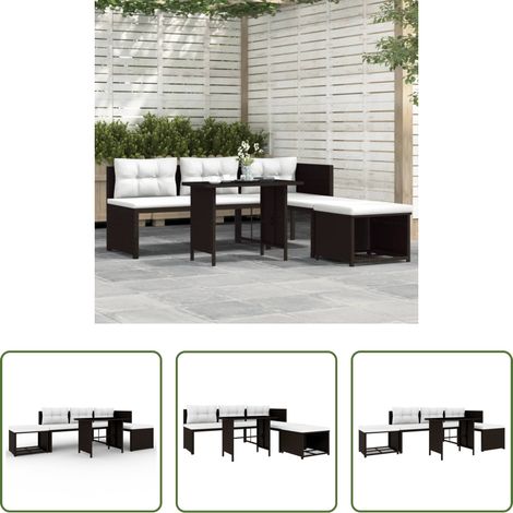 vidaXL Sonnenliege - 4-tlg. Garten-Lounge-Set Poly Rattan Braun (1/5)