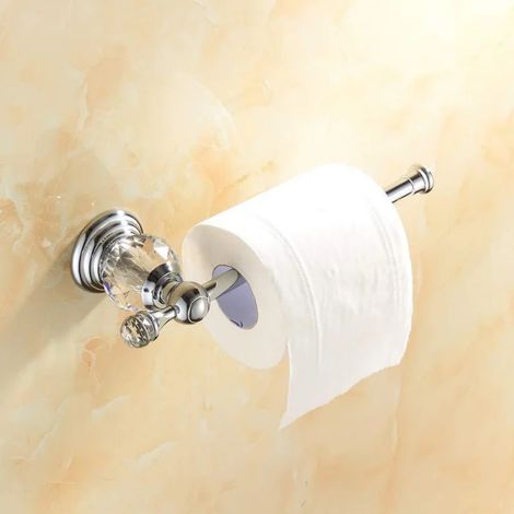 Porte-papier toilette en cristal argenté, porte-rouleau de papier toilette doré, accessoires de salle de bain modernes, support mural en alliage de zinc (1/5)