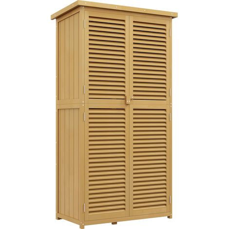 Armoire de jardin en bois avec 2 étagères - Meuble de rangement outils extérieur toit bitumé 87 x 46,5 x 160 cm (1/5)