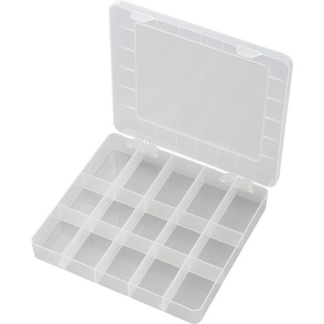 TRU COMPONENTS PP15-01 Sortimentskasten (L x B x H) 200 x 175 x 26 mm Anzahl Fächer: 15 feste Untert