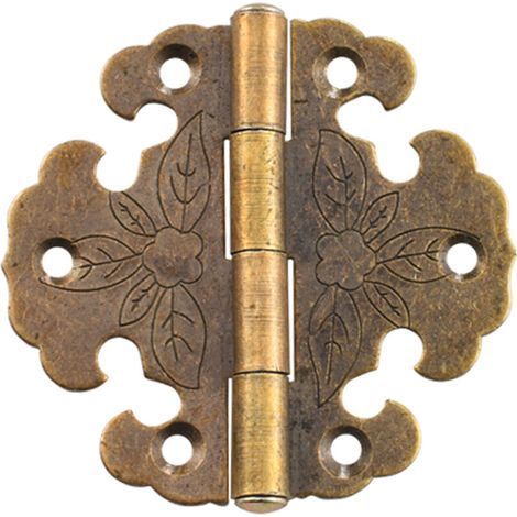 4pcs Vintage Cabinet Hinges Brass Cabinet Door Bead Treasure Box Wooden Furniture Hardware Accessories Gift (1/4)