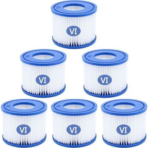Confezione da 6 cartucce filtro per piscina di tipo VI, cartuccia filtro per pompa per piscina Bestway, filtro per piscina Intex per Lay-Z-Spa, Miami, Monaco, Vegas (1/5)