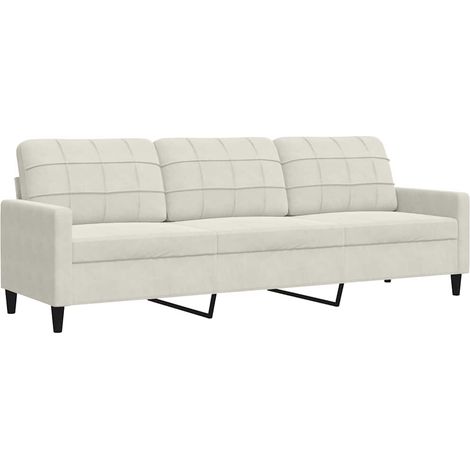 Divano a 3 Posti Sofa Crema 210 cm in Velluto (1/5)