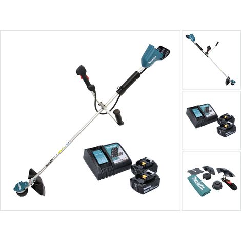 Makita DUR 368 ART Akku Freischneider 36 V ( 2 x 18 V ) Zweihandgriff Brushless + 2x Akku 5,0 Ah + Ladegerät