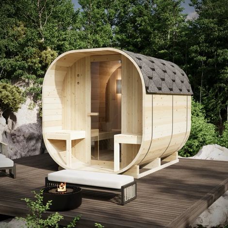 Sauna finlandese da esterno 4 persone 185x220cm h194 in legno di abete Kota (1/4)