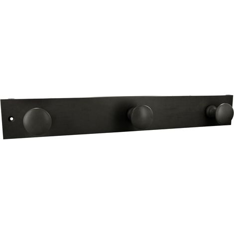 Nordlinger – Patère de salle de bain en hêtre noir – Fixation à vis – Dimensions 485x70mm – 3 portants pour manteaux et accessoires