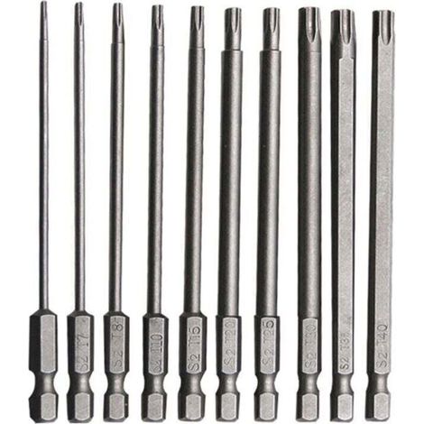 10-teiliges langes Torx-Bit-Set aus Chrom-Vanadium-Stahl, 75 mm, rostfreies langes Schraubendreher-Bit-Set für elektrische Bohrmaschinen, Schraubendreher und Wartungswerkzeuge