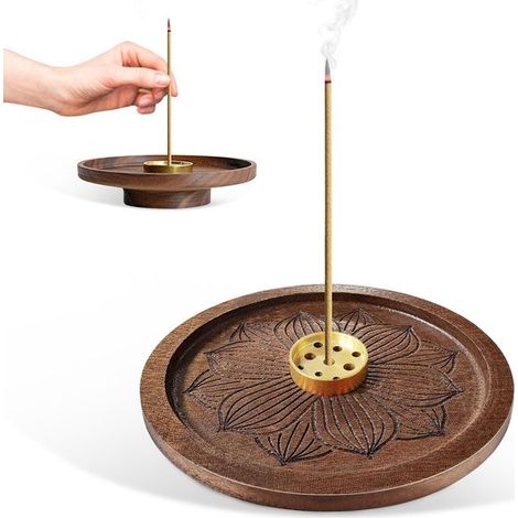 Lotusförmiger Räucherstäbchenhalter aus Holz 1 Stück Für Räucherstäbchen Meditation und Yoga (1/5)