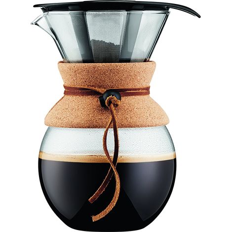 Kaffeekanne 8 Tassen / 1 l Leinen & Leder - Pour Over - Bodum