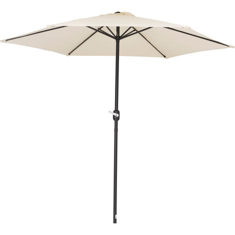 Baroni Home Ombrellone da Giardino Terrazzo Balcone, Ombrellone Parasole con Palo Centrale Regolabile, Ø 2,70 m x 2,36 m, Colore Bianco